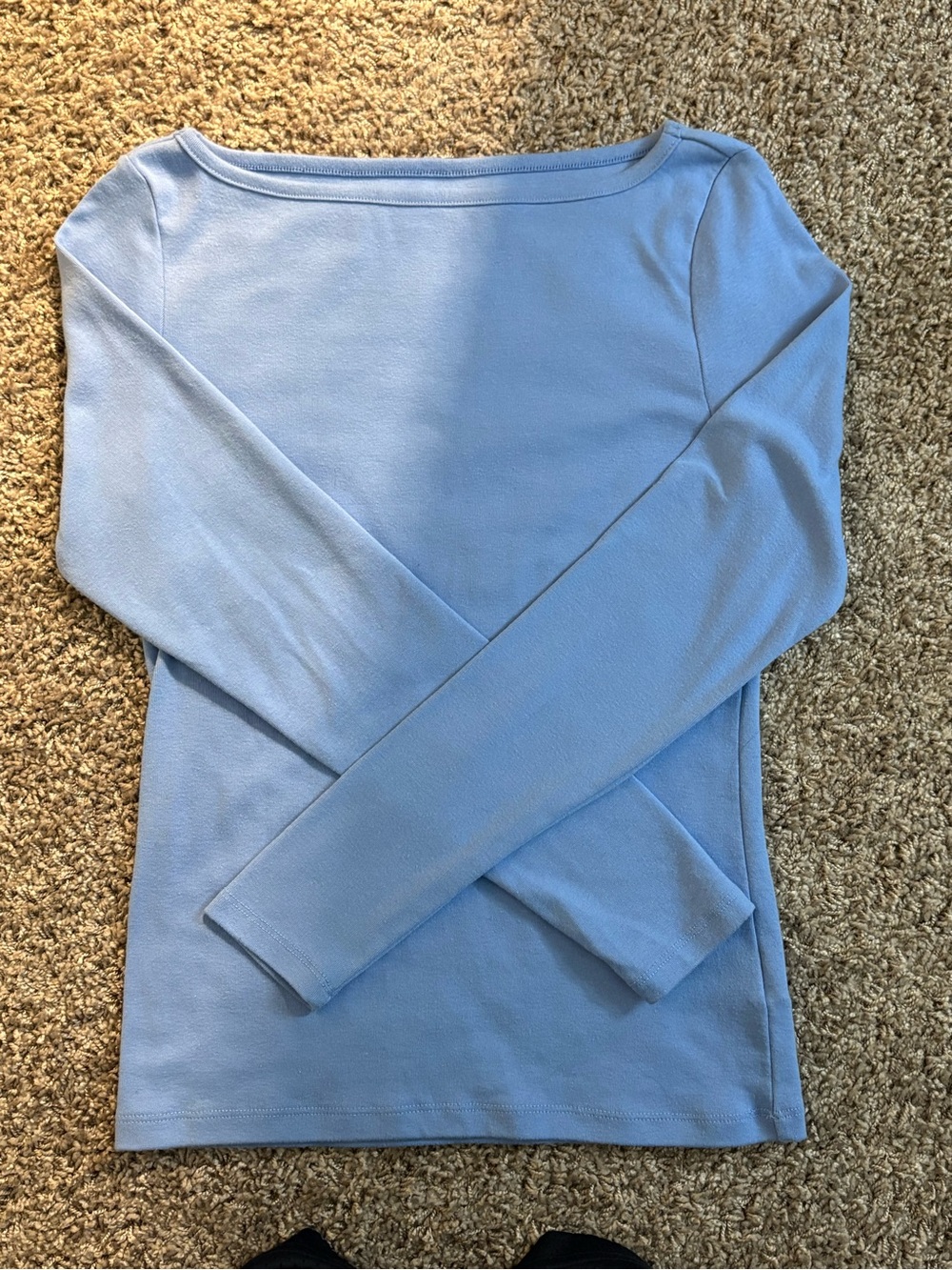 Light Blue Boatneck Long-Sleeve Women's Top